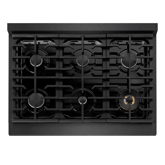 ZLINE 36 in. Dual Fuel Range 5.2 cu. ft. 6 Burner Gas Cooktop Electric Convection Oven Black Satin (SDRBS-36)