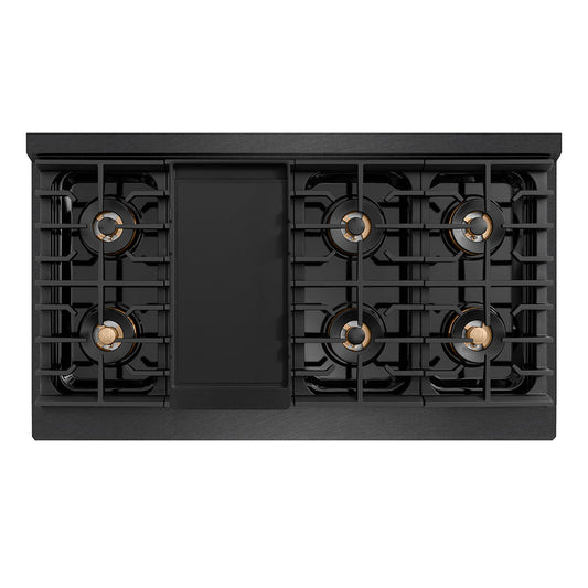 ZLINE 48 in. Dual Fuel Range 6.7 cu. ft. 8 Burner DuoPro Cooktop Black Satin Stainless Steel with Matte Black & Champagne Bronze Accents (PSDRBSZ-48-MBCB)