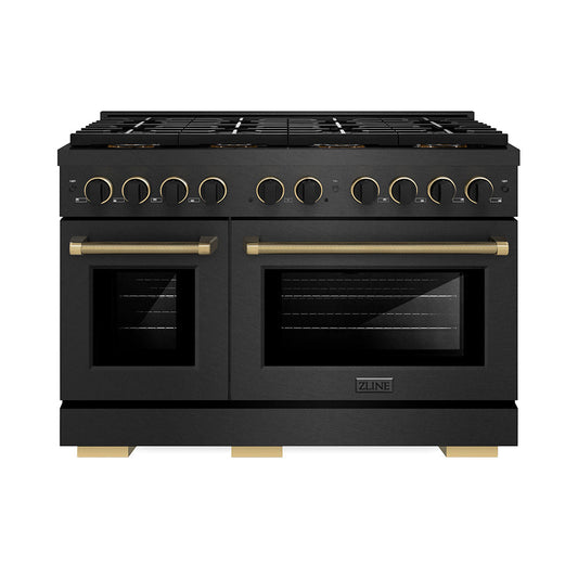 ZLINE 48 in. Dual Fuel Range 6.7 cu. ft. 8 Burner DuoPro Cooktop Black Satin Stainless Steel with Matte Black & Champagne Bronze Accents (PSDRBSZ-48-MBCB)