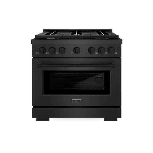 ZLINE 36 in. Gas Range 5.2 cu. ft. 6 Burners Convection Oven Black Satin Stainless Steel (SGRBS-36)