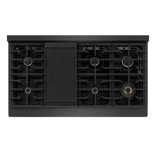 ZLINE 48 in Gas Range Double Oven 6.7 cu. ft. 8 Burner Cooktop Black Satin Stainless Steel (SGRBS-48)