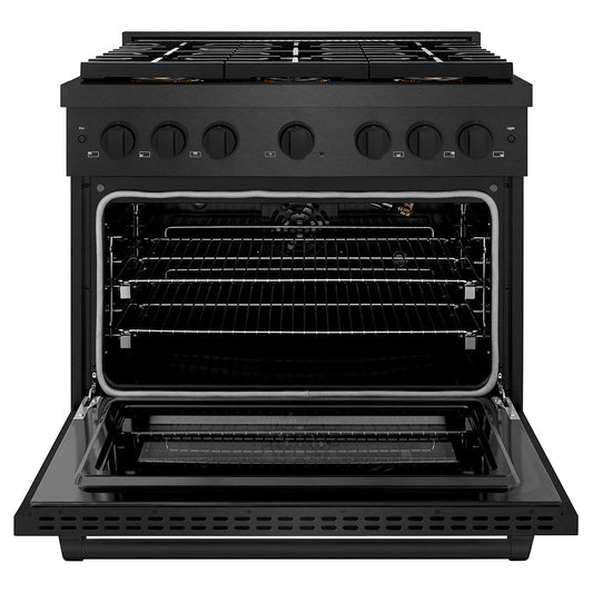 ZLINE 36 in. Gas Range 5.2 cu. ft. 6 Burner DuoPro™ Cooktop Black Satin Stainless Steel (PSGRBS-36)