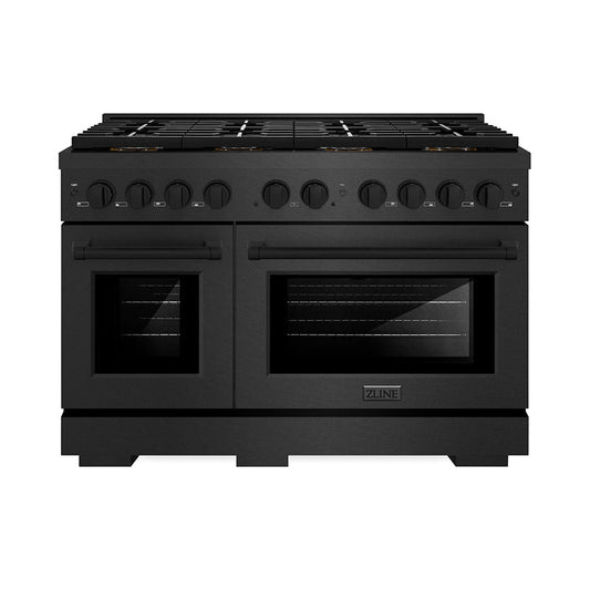ZLINE 48 in. Gas Range 6.7 cu. ft. Dual Oven 8 Burner DuoPro™ Cooktop Black Satin Stainless Steel (PSGRBS-48)