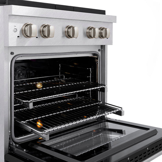 ZLINE 30 in. Dual Fuel Range 4.2 cu. ft. – 4 Burner DuoPro™ Cooktop, Electric Convection Oven, Satin Stainless Steel with Black Matte Door (PSDRS-BLM-30)