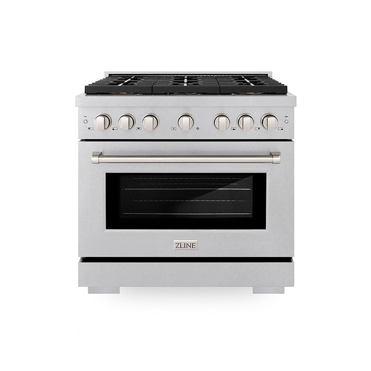 ZLINE 36 in. Gas Range 5.2 cu. ft. Capacity, 6 Burner DuoPro™ Cooktop, Convection Gas Oven, Satin Stainless Steel (PSGRS-36)