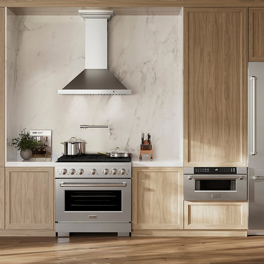 ZLINE 36 in. Gas Range 5.2 cu. ft. Capacity, 6 Burner DuoPro™ Cooktop, Convection Gas Oven, Satin Stainless Steel (PSGRS-36)