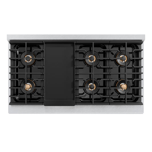 ZLINE 48 in. Gas Range 6.7 cu. ft. 8 Burner DuoPro™ Cooktop Dual Ovens Satin Stainless Steel White Matte Doors Matte Black Accents (PSGRSZ-WM-48-MB)