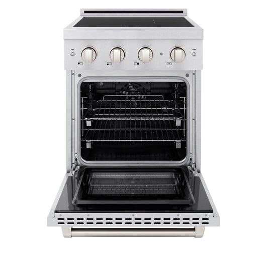 ZLINE 24 in. Induction Range 5.2 cu. ft. 3 Element Cooktop Electric Oven Satin Stainless Steel (SINRS-24)