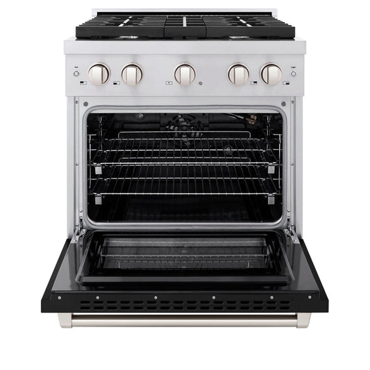 ZLINE Paramount 30 in. Gas Range with Convection Oven, 4.2 cu. ft., Stainless Steel with Black Matte Door (SGR-BLM-30)