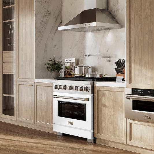 ZLINE 36 in. Dual Fuel Range 5.2 cu. ft. 6 Burner DuoPro™ Cooktop Electric Convection Oven White Matte Door (PSDR-WM-36)