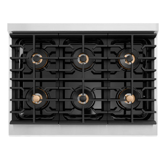 ZLINE 36 in. Dual Fuel Range 5.2 cu. ft. with 6 Burner DuoPro™ Cooktop, Electric Convection Oven, Stainless Steel with Matte Black Accents (PSDRZ-36-MB)