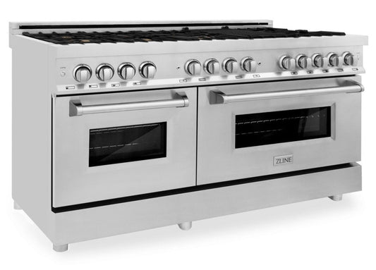 ZLINE 60 in. Professional Gas Range with Brass Burners and 7.6 cu. ft. Electric Oven in Stainless Steel (RA-BR-60)