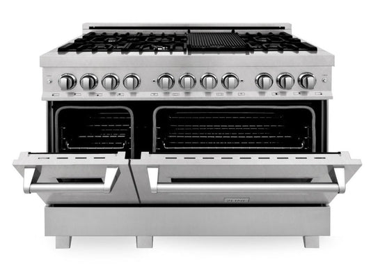 ZLINE Legacy 48-Inch Dual Fuel Range with 7 Gas Burners and Double Electric Ovens, Satin Stainless Steel (RAS-SN-48)