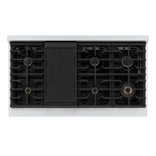 ZLINE 48 in. Dual Fuel Range Double Oven 6.7 cu. ft. 8 Burner Gas Cooktop Stainless Steel Polished Nickel Helix Handles (SDRZ-48-KPN)