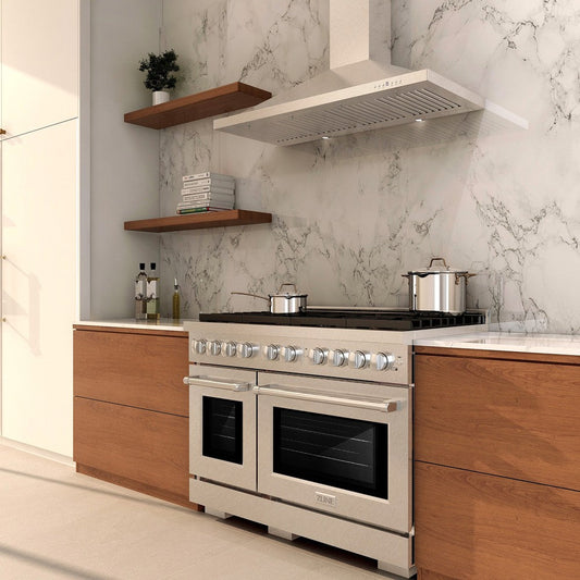ZLINE 48-Inch Paramount Dual Fuel Range, Double Oven, 8 Gas Burners, 6.7 cu. ft., Satin Stainless Steel (SDRS-48)