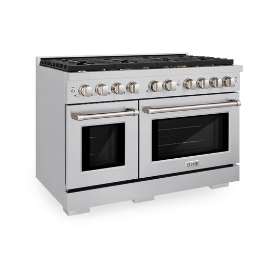 ZLINE Paramount 48 in. Gas Range with Convection Oven, 8 Brass Burners, 6.7 cu. ft. Capacity, Stainless Steel (SGR-BR-48)