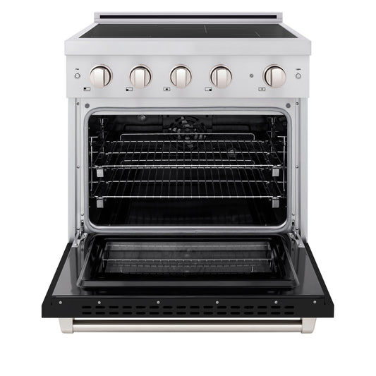 ZLINE 30 in. Induction Range 4.2 cu. ft. Electric Convection Oven 4 Elements Stainless Steel Black Matte Door (SINR-BLM-30)