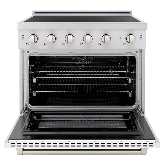 ZLINE 36 in. Induction Range 5.2 cu. ft. 5 Element Cooktop Electric Convection Oven Stainless Steel White Matte Door (SINR-WM-36)