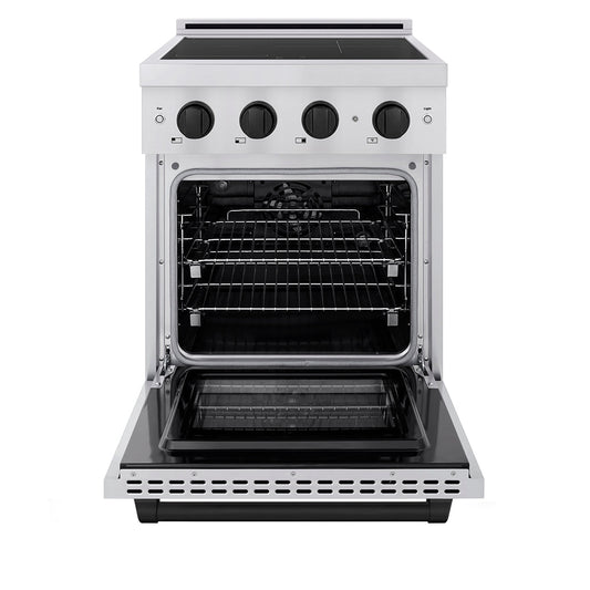 ZLINE 24 in Induction Range 3.2 cu ft Stainless Steel 3 Element Cooktop Electric Convection Oven Matte Black Accents (SINRZ-24-MB)