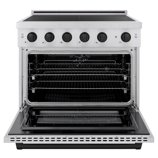 ZLINE 36 in. Induction Range 5.2 cu. ft. 5 Element Cooktop Electric Convection Oven Stainless Steel Matte Black Accents (SINRZ-36-MB)