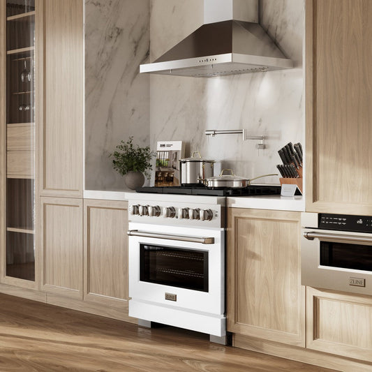 ZLINE Paramount 36 in. Dual Fuel Range with 6 Gas Burners and Electric Convection Oven, 5.2 cu. ft., Stainless Steel with White Matte Door (SDR-WM-36)