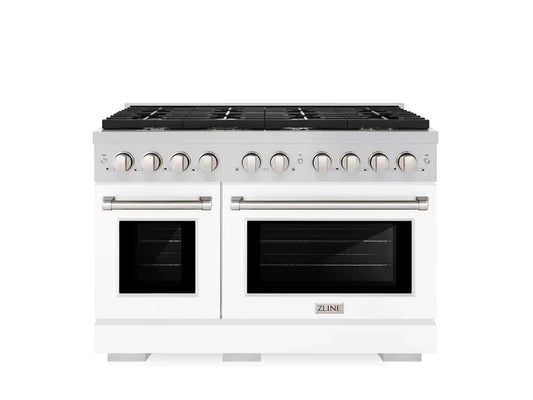 ZLINE Paramount 48 in. 6.7 cu. ft. Gas Range with Convection Oven, Stainless Steel with White Matte Doors (SGR-WM-48)