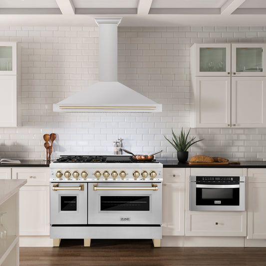 ZLINE 48 in. Wall Mount Range Hood Stainless Steel with Gold Handle Autograph Edition (KB4STZ-48-G)