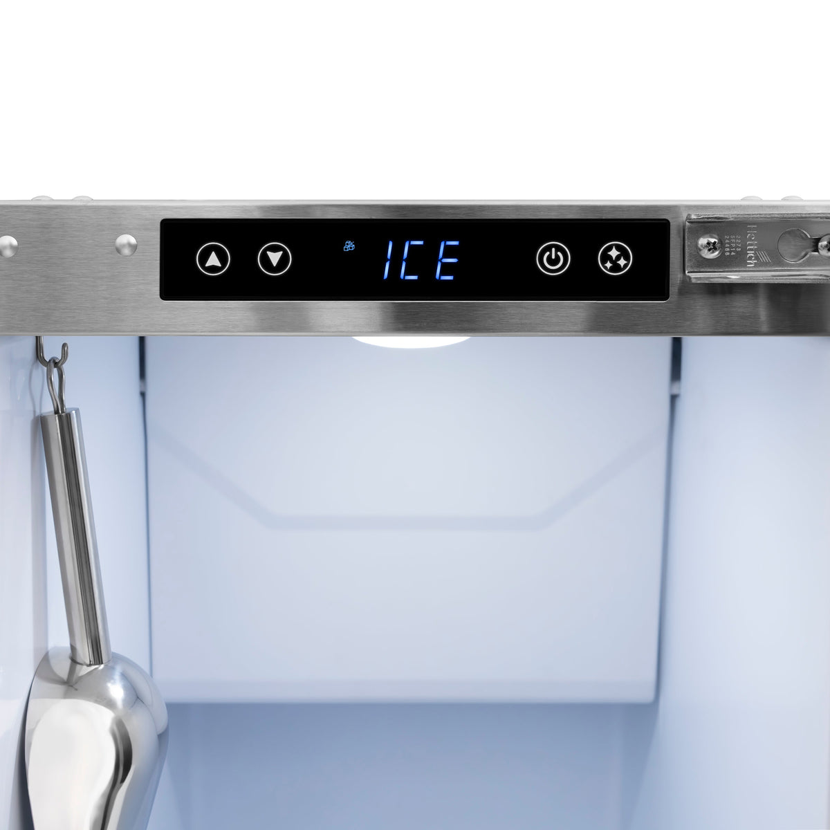 ZLINE Autograph 15" Touchstone Clear Cube Ice Maker with Drain Pump and Satin Stainless Steel Door with Champagne Bronze Handle, ICCDZ-SN-15-CB