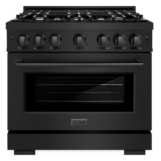 ZLINE 36 in. Select Dual Fuel Range with 6 Burners, 5.2 cu. ft. Oven Capacity, Black Stainless Steel (HDRB-36)