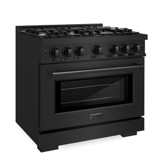 ZLINE 36 in. Select Dual Fuel Range with 6 Burners, 5.2 cu. ft. Oven Capacity, Black Stainless Steel (HDRB-36)