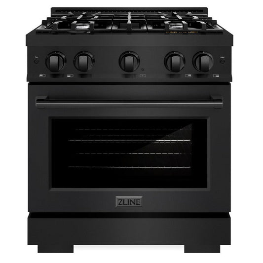 ZLINE 30 in. Gas Range 4.2 cu. ft. 4 Burners Black Stainless Steel (HGRB-30)