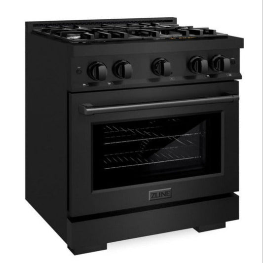 ZLINE 30 in. Gas Range 4.2 cu. ft. 4 Burners Black Stainless Steel (HGRB-30)