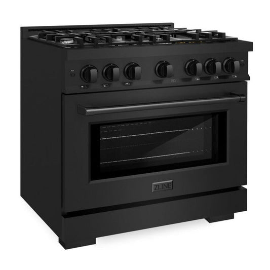 ZLINE 36 in. Gas Range 5.2 cu. ft. 6 Burners Black Stainless Steel (HGRB-36)