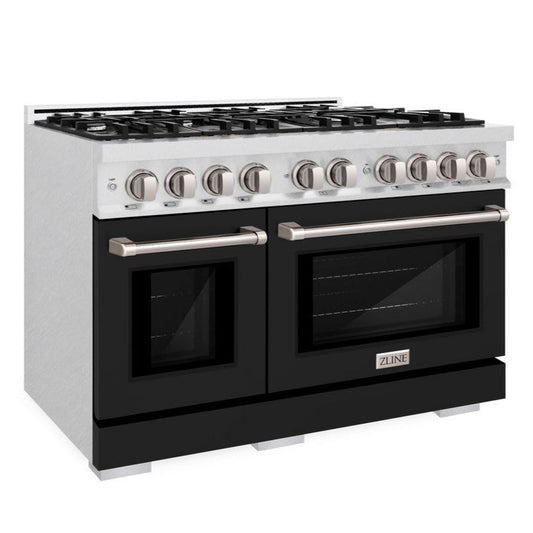 ZLINE 30 in. Select Gas Range with 4 Burners and Convection Gas Oven, 4.2 cu. ft., Satin Stainless Steel with Black Matte Door (HGRS-BLM-30)