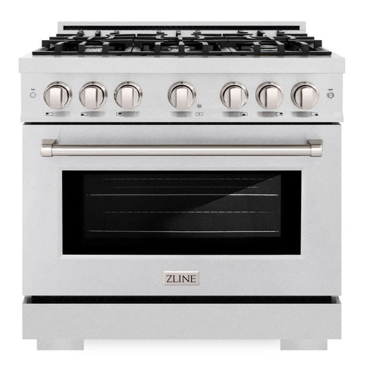 ZLINE 36 in. Dual Fuel Range 5.2 cu. ft. – 6 Burner Gas Cooktop, Electric Convection Oven, Satin Stainless Steel (HDRS-36)