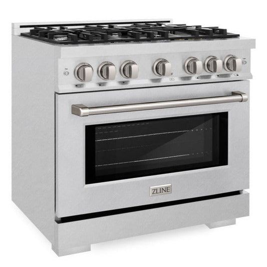 ZLINE 36 in. Dual Fuel Range 5.2 cu. ft. – 6 Burner Gas Cooktop, Electric Convection Oven, Satin Stainless Steel (HDRS-36)