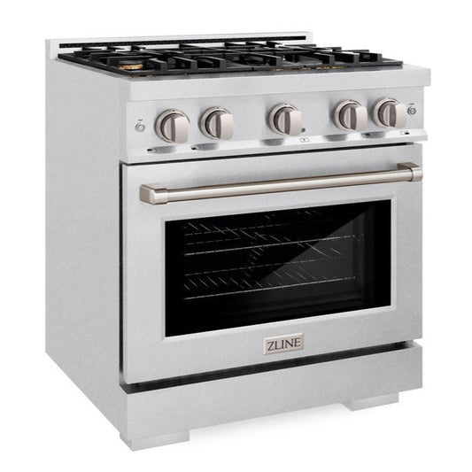 ZLINE 30 in. Gas Range 4.2 cu. ft. Convection Gas Oven 4 Brass Burners Satin Stainless Steel (HGRS-BR-30)