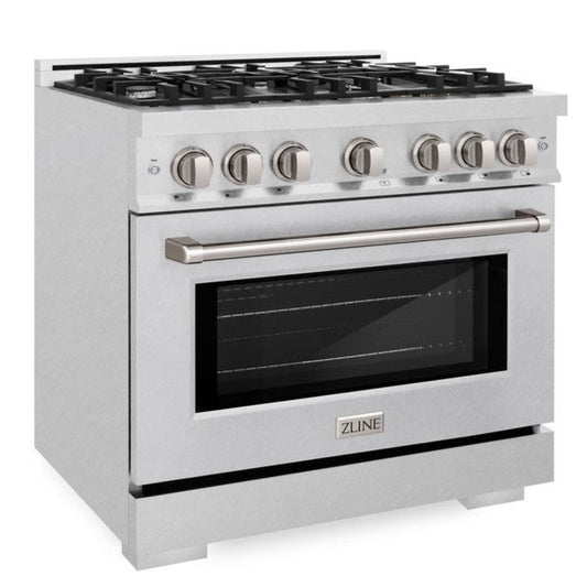 ZLINE 36 in. Gas Range 5.2 cu. ft. Capacity 6 Burners Convection Gas Oven Satin Stainless Steel (HGRS-36)