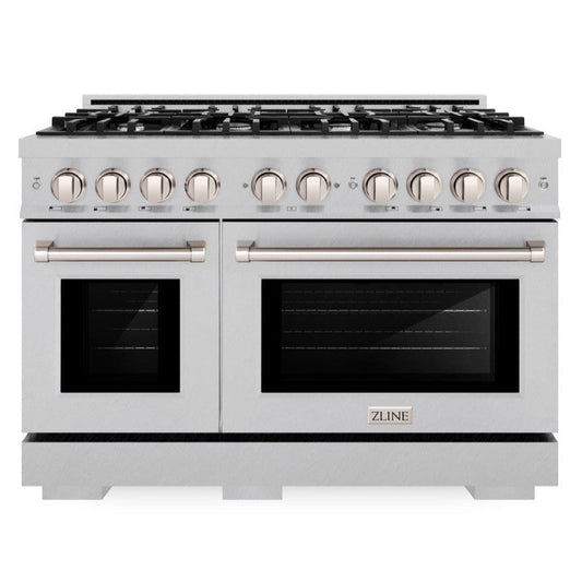 ZLINE 48 in. Gas Range Double Oven 6.7 cu. ft. 8 Burner Cooktop Satin Stainless Steel (HGRS-48)