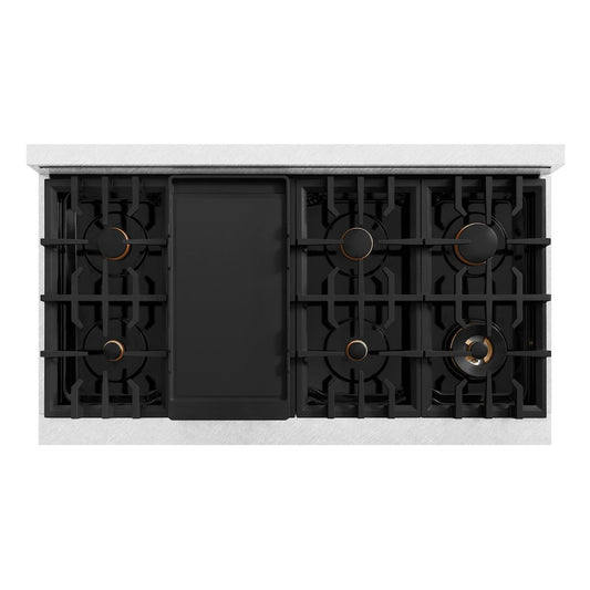 ZLINE 48 in. Double Oven Gas Range 6.7 cu. ft. Select Series with 8 Burner Cooktop, Satin Stainless Steel with Matte Black Accents (HGRSZ-48-MB)