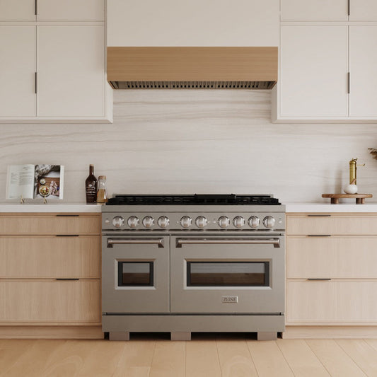 ZLINE 48-in 6.7 cu. ft. Classic Double Oven Dual Fuel Range with 8 Gas Burners and Electric Convection Oven in Stainless Steel (CDR48)