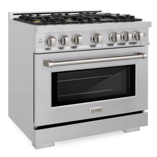 ZLINE 36 in. Select Dual Fuel Range 5.2 cu. ft. Stainless Steel with 6 Brass Burners (HDR-BR-36)
