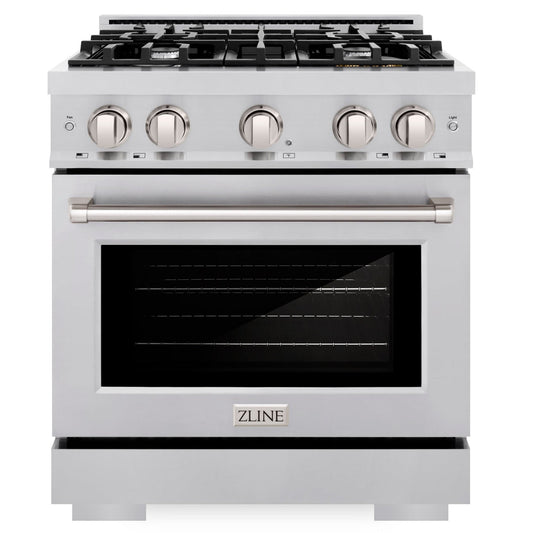 ZLINE Select 30 in. Dual Fuel Range with 4 Gas Burners and Electric Convection Oven, 4.2 cu. ft., Stainless Steel (HDR30)