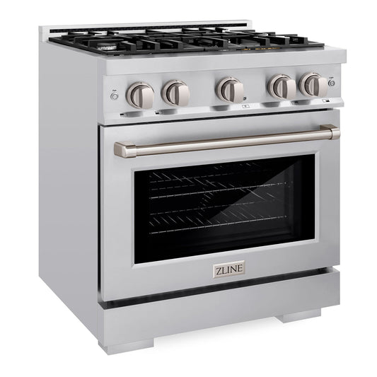 ZLINE Select 30 in. Dual Fuel Range with 4 Gas Burners and Electric Convection Oven, 4.2 cu. ft., Stainless Steel (HDR30)