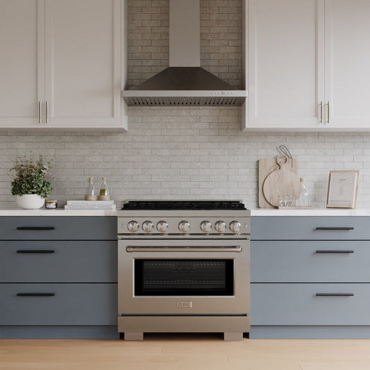 ZLINE 36 in. Dual Fuel Range 5.2 cu. ft. 6 Burner Gas Cooktop Electric Convection Oven Stainless Steel, MODEL HDR36