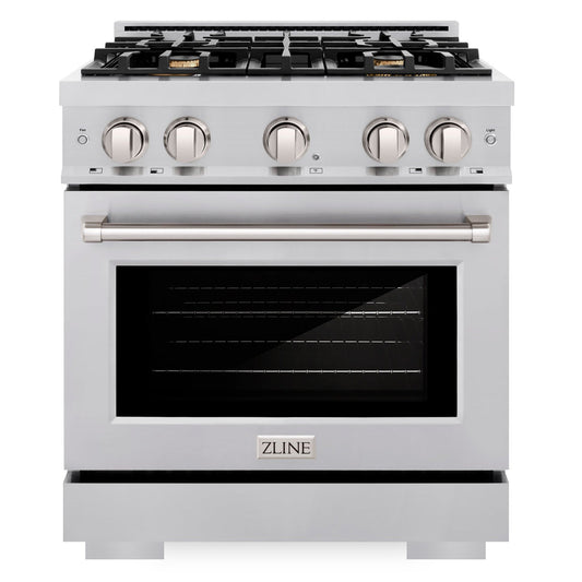 ZLINE 30 in. 4.2 cu. ft. Select Gas Range with 4 Brass Burners and Convection Gas Oven in Stainless Steel (HGR-BR-30)
