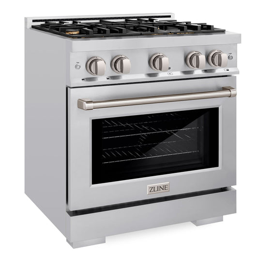 ZLINE 30 in. 4.2 cu. ft. Select Gas Range with 4 Brass Burners and Convection Gas Oven in Stainless Steel (HGR-BR-30)