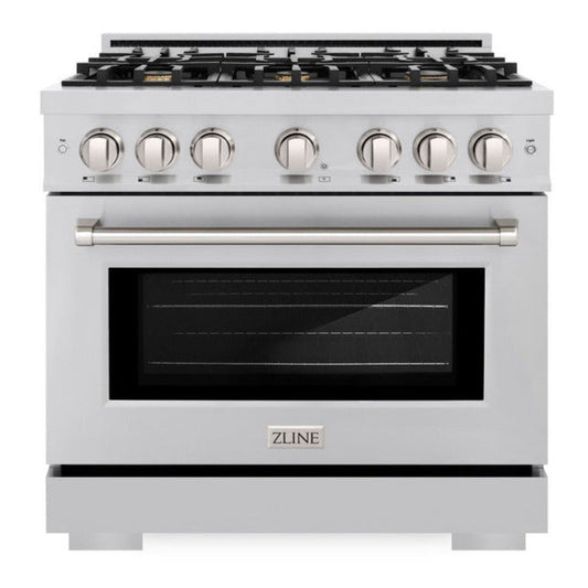 ZLINE Select 36 in. Gas Range with Convection Oven, 6 Brass Burners, 5.2 cu. ft. Capacity, Stainless Steel (HGR-BR-36)