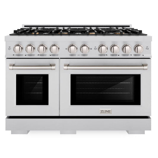 ZLINE 48 in. Select Double Oven Gas Range with 8 Brass Burners, 6.7 cu. ft., Stainless Steel (HGR-BR-48)