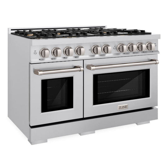 ZLINE 48 in. Select Double Oven Gas Range with 8 Brass Burners, 6.7 cu. ft., Stainless Steel (HGR-BR-48)